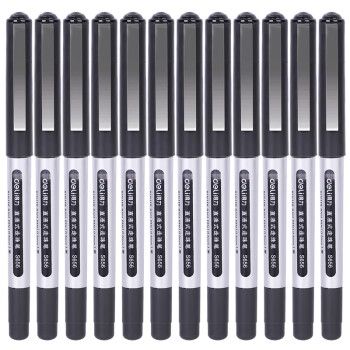 得力(deli) S656 直液笔中性笔 0.5mm子弹头签字笔学生考试笔走珠笔水笔 黑色 12支/盒