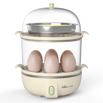 小熊（Bear）煮蛋器 迷你家用可定时多功能煮鸡蛋 早餐双层蒸蛋器  ZDQ-B14Q1 米黄色