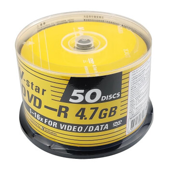 威宝 Vstar 系列16速 DVD-R 4.7g 空白光盘 50片桶装 dvd碟片 刻录光盘 DVD-R50片装一盒