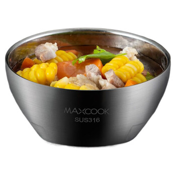 MAXCOOK316不锈钢碗 汤碗双层隔热 餐具面碗15cm MCWA9600 商用