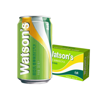 屈臣氏（Watsons）苏打汽水 香草味 低糖0脂低卡 气泡饮料 调酒推荐 330ml*24罐