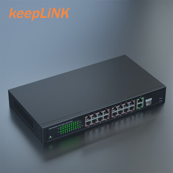 keepLINK KP-9000-X16F21GB百兆标准POE交换16百兆poe下联口2千兆上联口内置电源200W