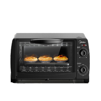 美的（Midea）电烤箱（黑色）电烤 10L 烧烤 烘培箱 迷你家用多功能 蛋糕鸡翅 定时调温 PT1012
