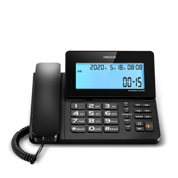 BBK218免电池来电报号电话机商务办公有线来电显示家用固定座机黑名单双线口有绳固话黑色
