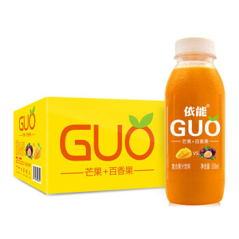 依能 GUO 芒果+百香果 复合味 果汁饮料 350ml*15瓶 整箱装