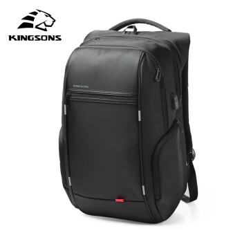 金圣斯 旅行背包usb充电学生书包笔记本电脑包双肩包【黑色A款15英寸】