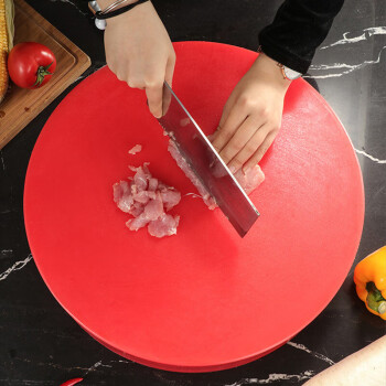 花蓓诗 加厚防霉彩色圆形塑料菜板砧板切菜板砧板菜墩胶沾板 40*10 红色