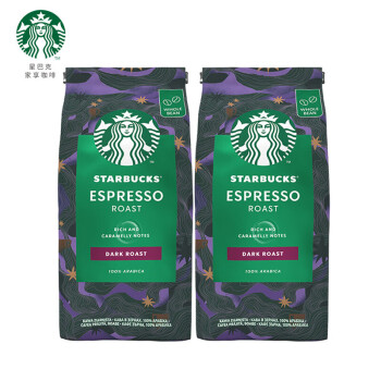 星巴克(Starbucks)浓缩烘焙咖啡豆 深度烘焙 400g可做40杯【两袋装】