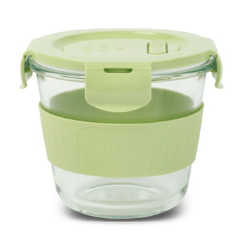 创得 耐热玻璃汤杯微波炉保鲜盒汤面碗家用早餐杯饭盒 绿加高700+杯套
