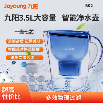 九阳（Joyoung）净水壶（1壶7芯套装）家用滤水壶 过滤净水器 B02(A)3.5L