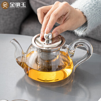 金镶玉茶壶  办公室茶具泡茶耐热防爆玻璃家用大容量过滤 如意壶500ML