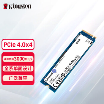 金士顿(Kingston) 250GB SSD固态硬盘 M.2(NVMe PCIe 4.0×4)兼容PCIe3.0 NV2 读速3000MB/s AI 电脑配件