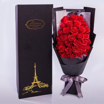 娜琪33朵红玫瑰花束礼盒香皂花生日礼物鲜同城配送女友求婚老婆纪念日