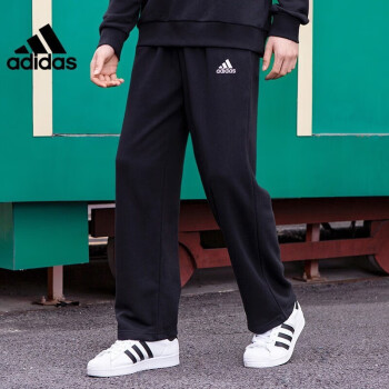 阿迪达斯 （adidas） 男裤运动裤 春季新款跑步训练裤子保暖舒适卫裤休闲宽松长裤 GK9273 毛圈/黑色直筒 M/175/80