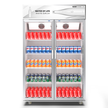 乐创(lecon)双开门展示柜冷藏保鲜柜商用啤酒柜水果饮料超市便利店风冷 LC-ZSG02 800F/B2