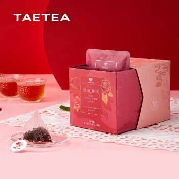 大益TAETEA茶叶普洱茶熟茶 玫瑰花茶三角袋泡茶包 36g/盒 商务便携