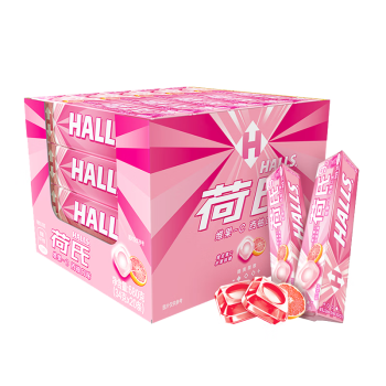 荷氏 HALLS 维C水果味硬糖  西柚味薄荷糖 34g*20条装 (整盒发货)
