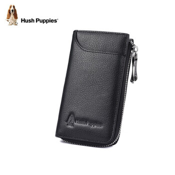暇步士（Hush Puppies）钥匙包男士外置卡位设计卡包便携钥匙扣多功能收纳包礼盒装 黑色
