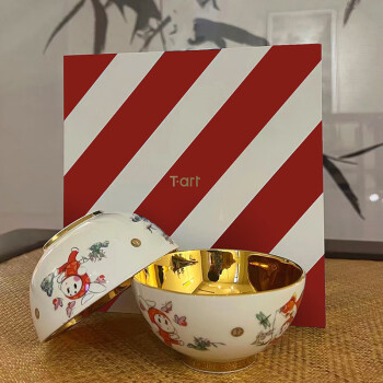 咏华之美企业专享  《兔兔花不完》24K骨瓷金碗礼盒