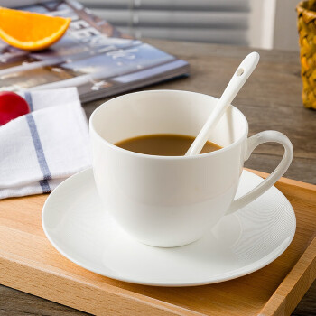 陶相惠 陶瓷咖啡杯碟 英式咖啡具套装 一杯一碟一勺纯白骨瓷咖啡杯
