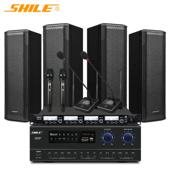 狮乐 （SHILE）专业中小型会议室音响系统可调角度音柱功放音箱话筒组合培训全套设备 AV-108/BX-402两对+SH20