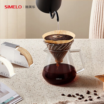 SIMELO （施美乐）咖啡滤纸手冲滤纸滴漏式咖啡粉过滤网日本进口V型滤杯咖啡过滤纸 V02原木色50只(1-4人份)