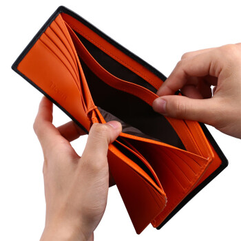 Dante男士钱包rfid牛皮零钱夹多卡位大容量財布( 橙色)