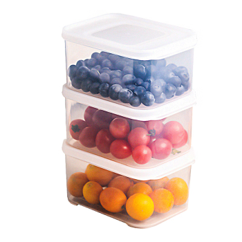 禧天龙冰箱保鲜盒食品级冰箱收纳盒密封盒蔬菜水果冷冻盒 0.9L 3个