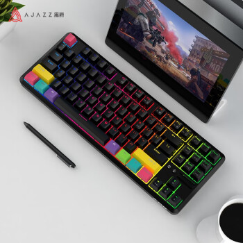 黑爵（AJAZZ）K870T蓝牙无线双模87键机械键盘RGB灯光手机平板笔记本游戏办公 黑色青轴
