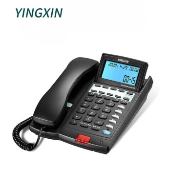 YINGXIN盈信 电话机 来电显示办公会议有线固定座机 耳机耳麦电话机 远距离免提通话座机 228黑色