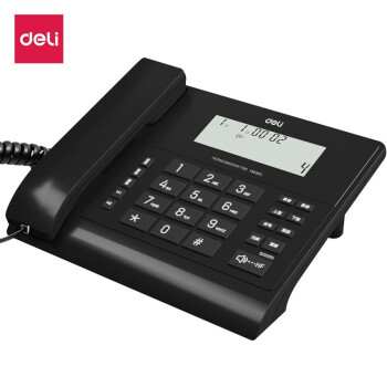 得力电话机座机办公室固定家用触屏商务电信分机录音来电显示有线 13550S电脑录音电话机(黑色)