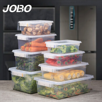 巨博（JOBO）商用保鲜盒带标示牌冰箱蔬菜水果食品收纳储物盒27x19.5x9.5cm