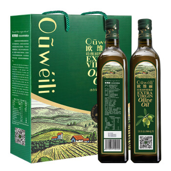 欧维丽（Ouweili）西班牙进口特级初榨孕妇儿童橄榄油礼盒500ml*2瓶 年货节送礼福利