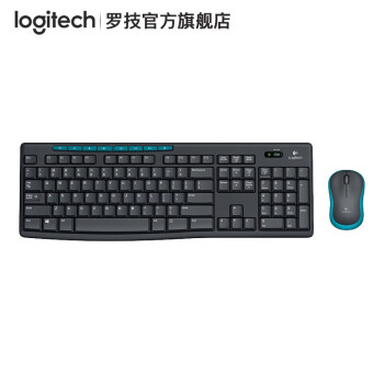 罗技（Logitech） 无线光电键鼠套装 办公无线鼠标无线键盘套装 全尺寸带无线2.4G接收器 MK275 蓝黑色