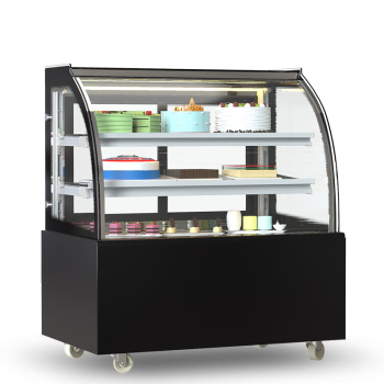 乐创（lecon） 蛋糕柜展示柜商用水果保鲜柜冷藏寿司饮料熟食玻璃陈列(黑色弧形0.9米落地式)YM-FLZG-0.9