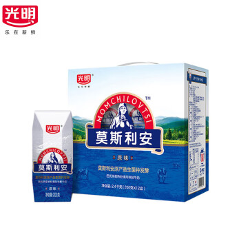 光明 酸奶 莫斯利安原味酸奶 风味酸牛乳 营养早餐酸牛奶200g*12盒/提