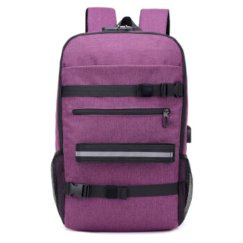 weikani运动户外背包滑板双肩包旅行双肩包带USB充电学生包（紫色）