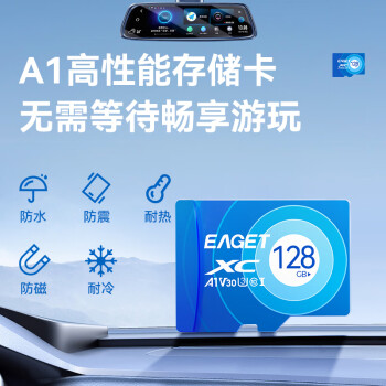 忆捷（EAGET）128GB TF（MicroSD）存储卡 C10 商务蓝 适用华为小蚁萤石普联监控行车记录仪 高速内存卡