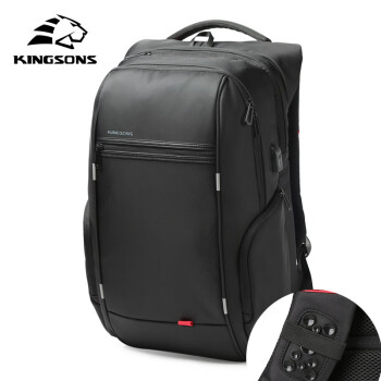 金圣斯 旅行背包usb充电学生书包电脑双肩包【黑色A款17英寸手机吸盘】