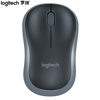 罗技（Logitech）M186(M185包装升级款) 鼠标 无线鼠标 办公鼠标 对称鼠标 黑色灰边 带无线2.4G接收器