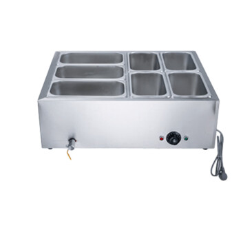 苏勒    快餐保温台不锈钢售饭台商用台式小型电加热多功能保温汤菜池厨房   2格7盒（含汤盆、盖子）