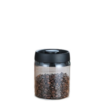冰悦咖啡罐防潮保鲜收纳罐透明玻璃茶叶罐密封储物罐 900ml（黑盖）