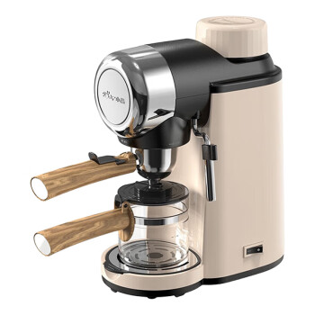小熊（Bear）意式咖啡机KFJ-A02R2 240ml 米白色 5Bar高压萃取 可打奶泡 智能调节水温 独立咖啡壶 800W