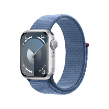 Apple Watch Series 9 GPS款45毫米银色铝金属表壳凛蓝色回环式运动表带智能手表MR9F3CH/A【企业客户专享】