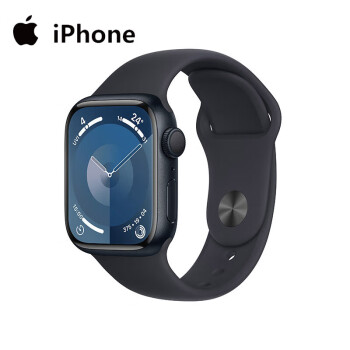 Apple Watch Series 9 智能手表GPS款41毫米午夜色铝金属表壳 午夜色运动型表带M/L 健康手表S9 MR8X3CH/A