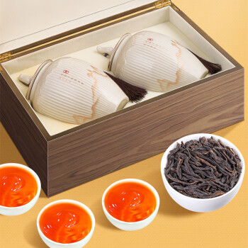 一号村大红袍茶叶125gg*2罐武夷岩茶一级浓香型乌龙茶陶瓷礼盒装