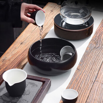 WINTERPALACE/冬宫黑陶瓷茶洗茶渣缸水洗水盂功夫茶具茶盘配件杯子单茶水洗