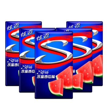 炫迈（Stride）无糖口香糖 水蜜西瓜味28片(50.4g)*5盒美味持久休闲零食包装随机