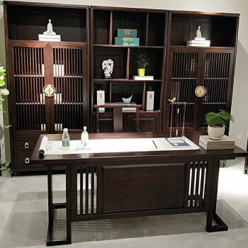 新中式实木书桌椅组合现代简约书柜办公桌禅意书法桌画案书房家具