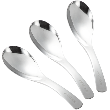 美厨（maxcook）304不锈钢汤勺汤匙 加大加厚勺子圆底餐勺饭勺汤勺三件套MCGC944
